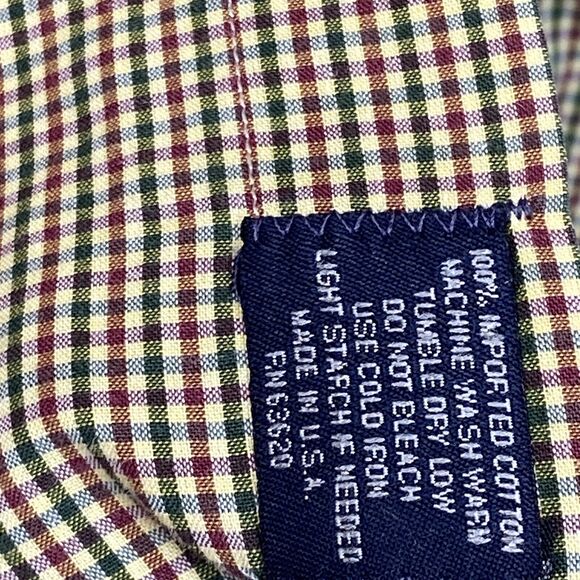 Burberry Brit Button Down Shirt Men's XL Burgundy Green Blue Gingham Plaid - Picture 5 of 6